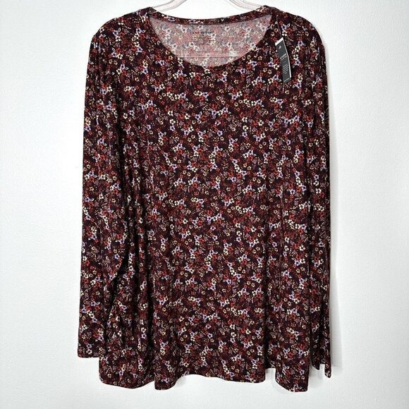 Lane Bryant Floral Tunic Burgundy Size 26/28 - Picture 1 of 8